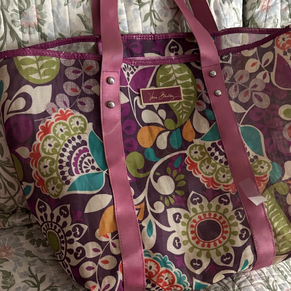 Vera Bradley Purple Floral Mesh beach Tote